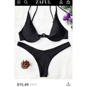 Black Upward Plunge Swim Set Highleg